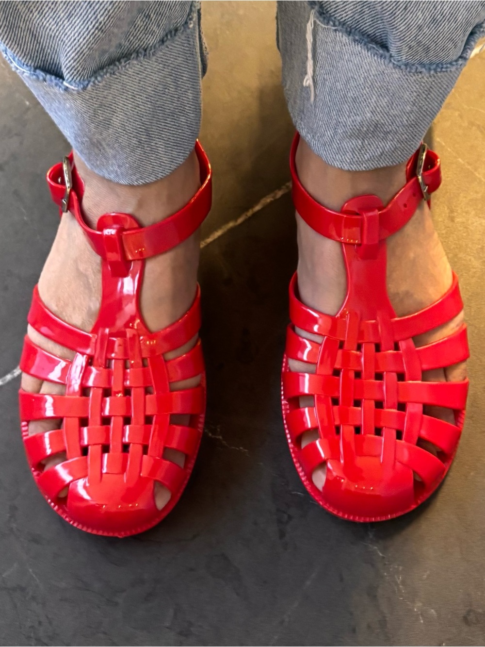 Women's Red Woven Fisherman Sandals - Classic Strappy Summer Style